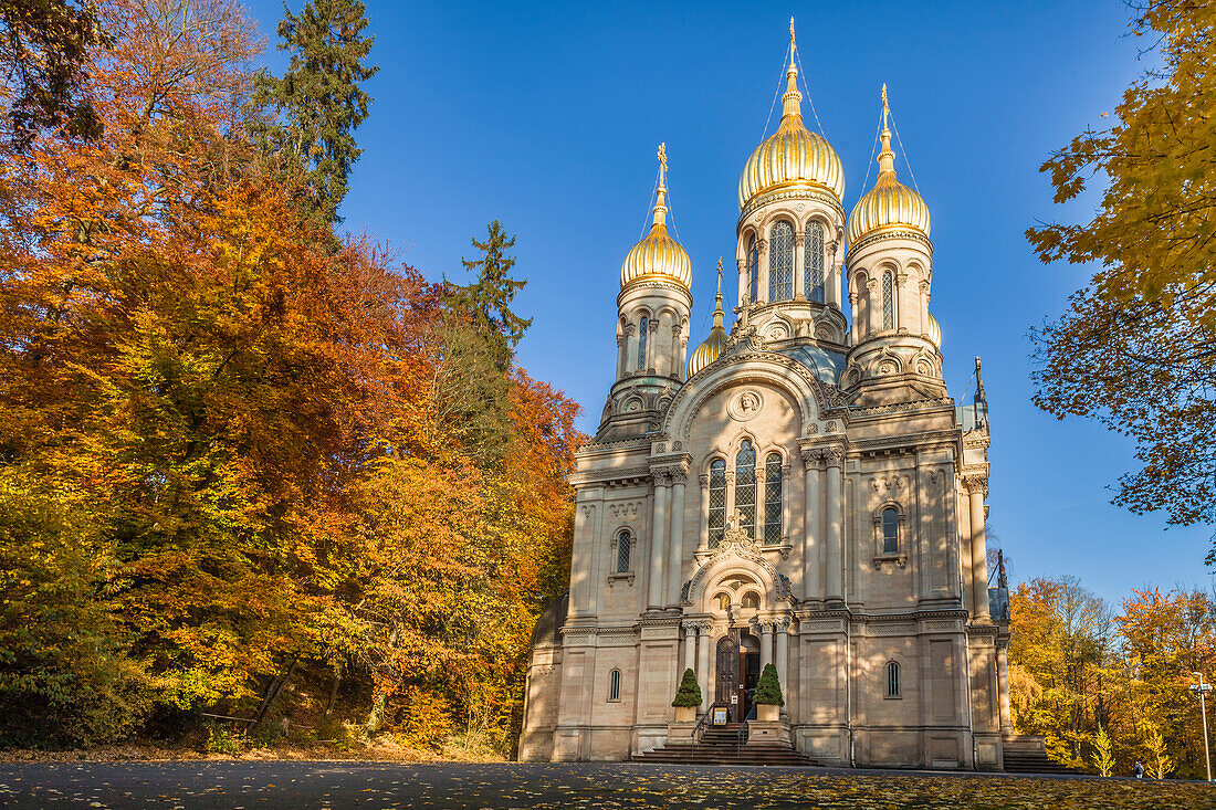 Russisch-Orthodoxe Kirche auf dem Neroberg, Wiesbaden, Hessen, Deutschland