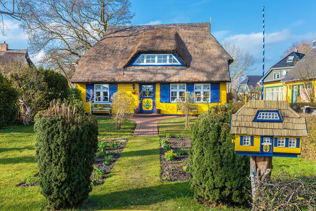 Historisches Reetdachhaus in Born am Darß, Mecklenburg-Vorpommern, Norddeutschland, Deutschland