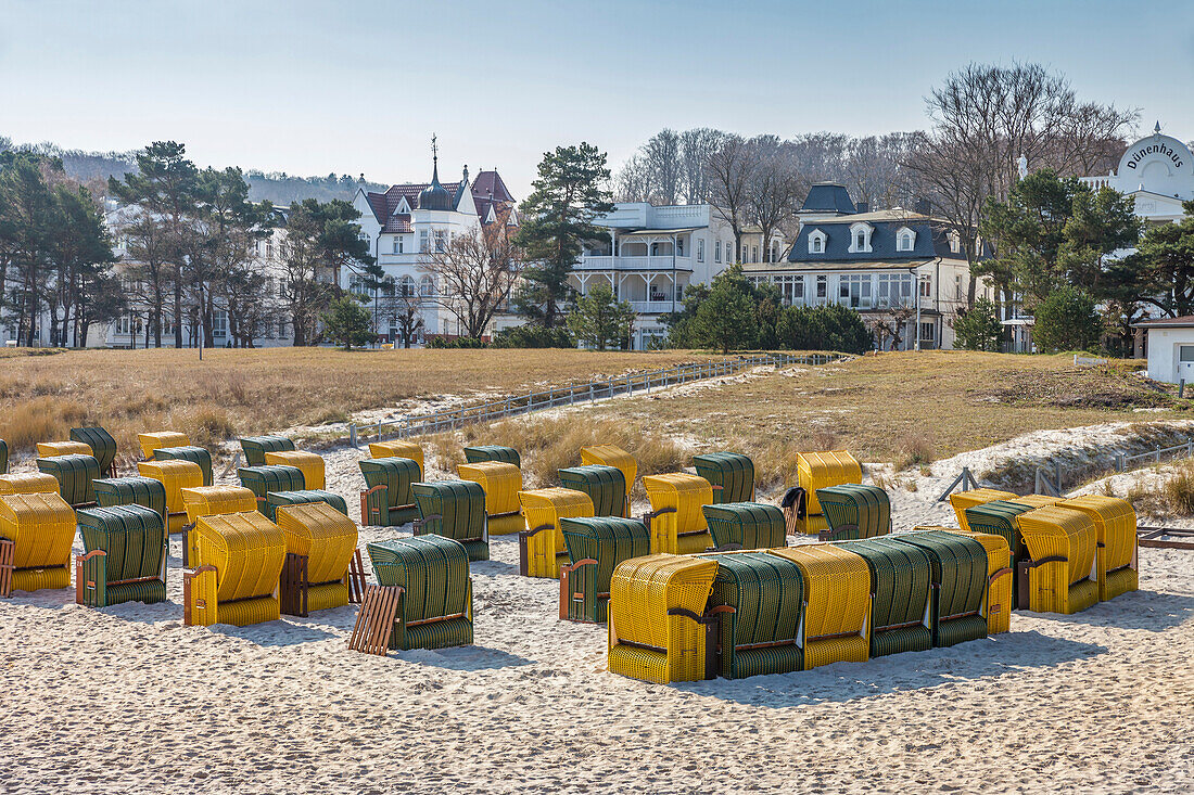 Beach chairs in Binz on Ruegen, Mecklenburg-West Pomerania, North Germany, Germany