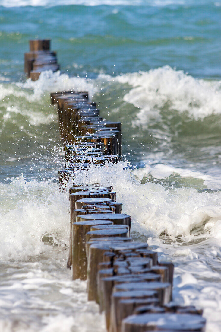 Groynes on the beach in Heiligendamm, Mecklenburg-West Pomerania, North Germany, Germany