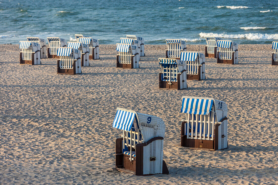 Empty beach chairs in Kuehlungsborn, Mecklenburg-West Pomerania, Northern Germany, Germany