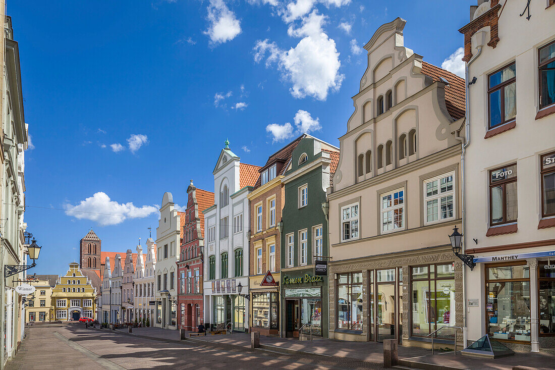 Kramerstrasse in the old town of Wismar, Mecklenburg-West Pomerania, North Germany, Germany