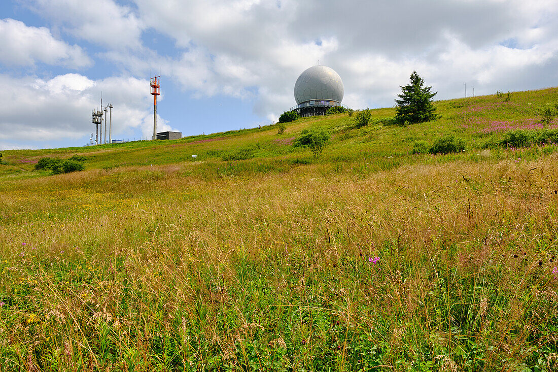 The Wasserkuppe, the highest mountain in the Rhön in autumn, Rhön Biosphere Reserve, Hesse, Germany