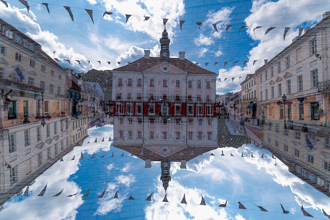 Double exposure of the town square of Tartu, Estonia.