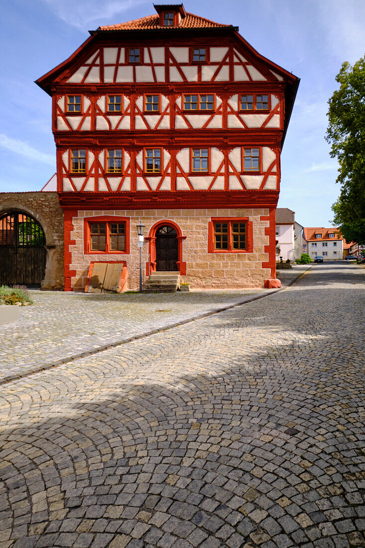 Das Rathaus in Stockheim, Landkreis Rhön-Grabfeld, Biosphärenreservat Rhön, Unterfranken, Franken, Bayern, Deutschland