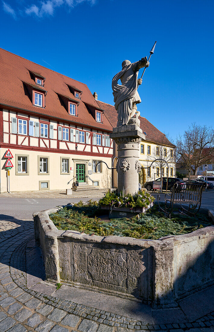 Historic center of the wine village of Sommerach on the Vokacher Mainschleife, Kitzingen district, Lower Franconia, Franconia, Bavaria, Germany