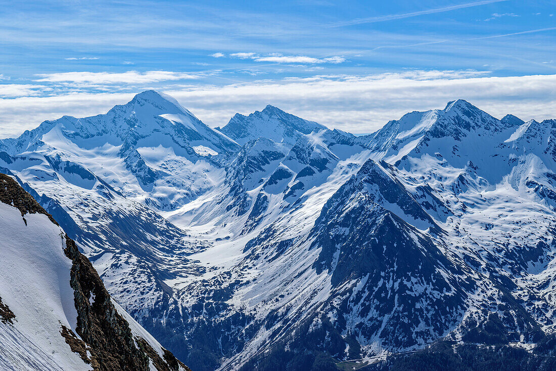 Blick zur Rötspitze, vom Hundskehljoch, Zillertaler Alpen, Tirol, Österreich