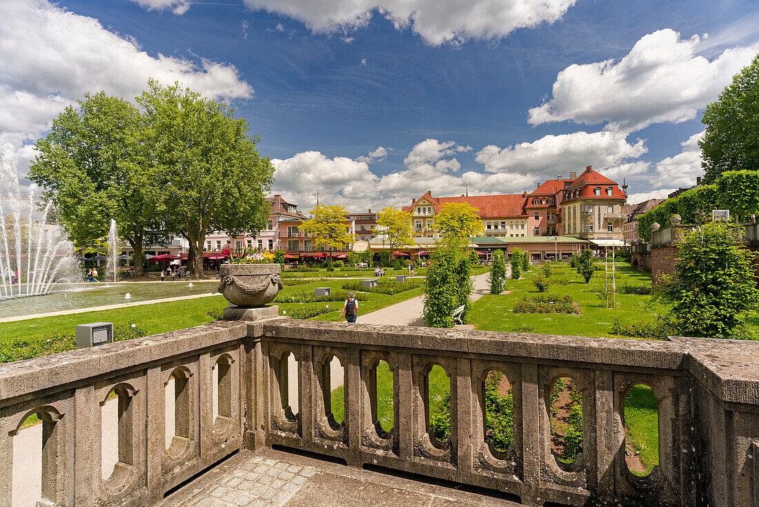 Spa park and rose garden in the state spa of Bad Kissingen, Lower Franconia, Franconia, Bavaria, Germany