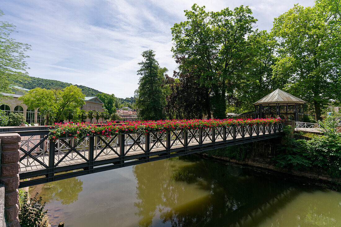 Spa park and rose garden in the state spa of Bad Kissingen, Lower Franconia, Franconia, Bavaria, Germany