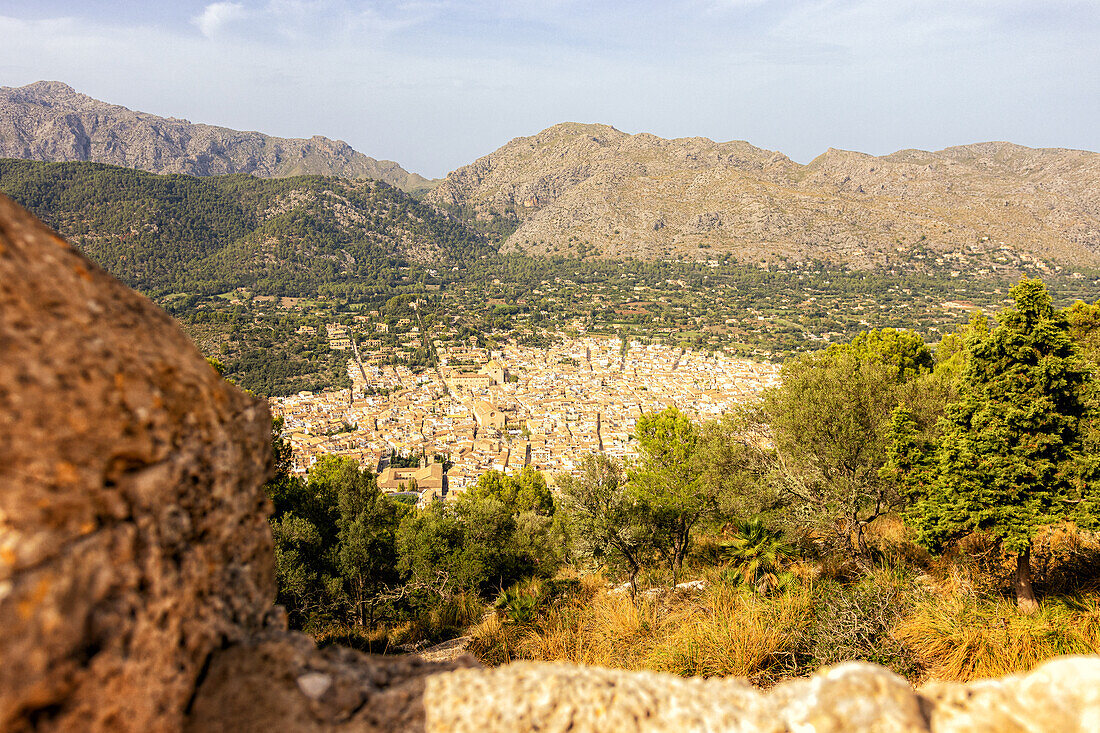 Blick auf Pollenca und Serra de Tramuntana, Nordküste, Mallorca, Spanien