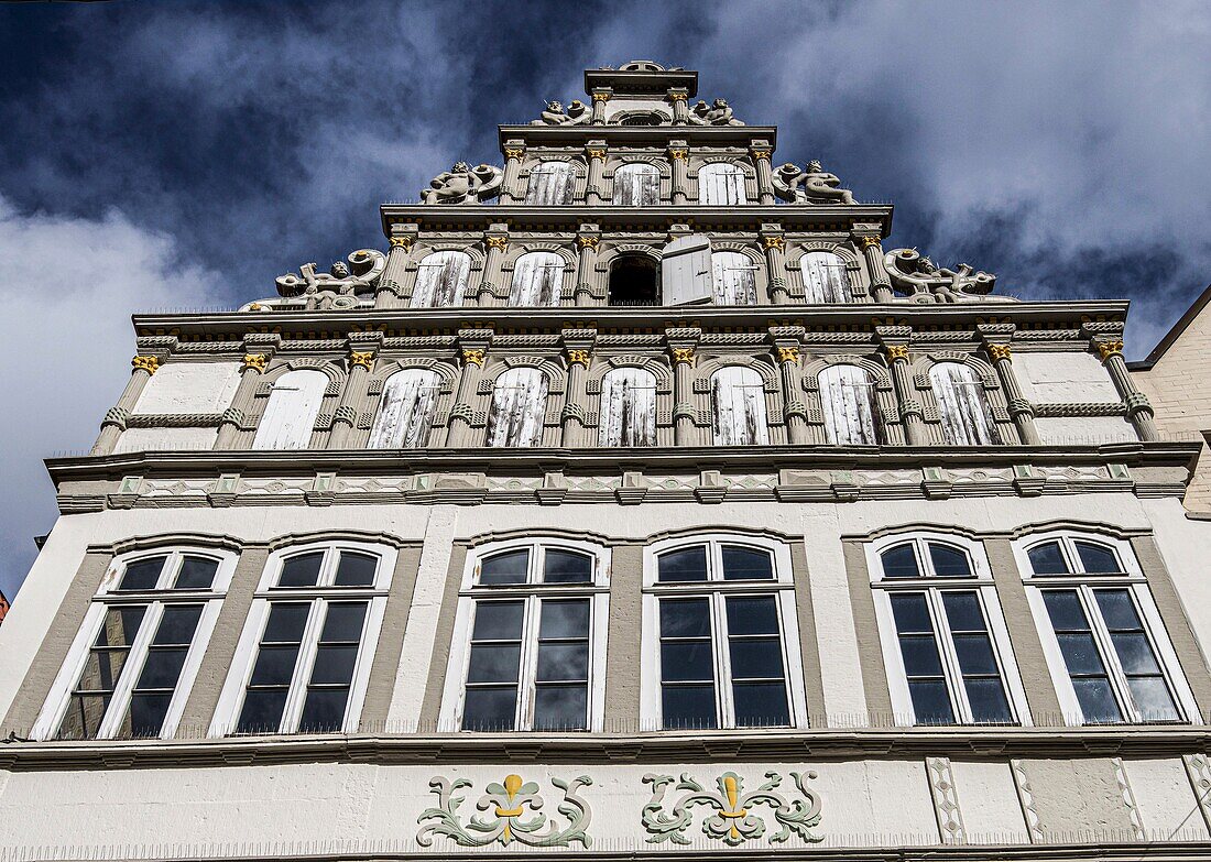 Town house in the style of the Weser Renaissance, Bäckerstrasse in the old town of Minden, North Rhine-Westphalia, Germany
