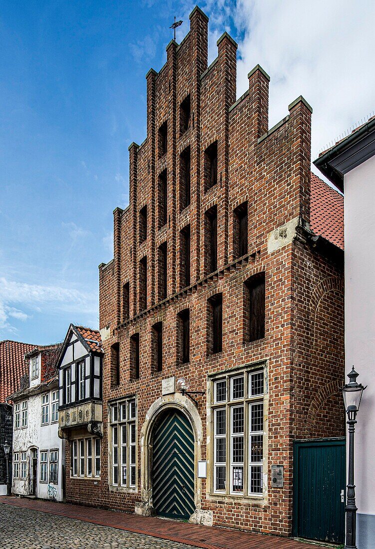 Hansehaus von 1547 in der oberen Altstadt von Minden, Nordrhein-Westfalen, Deutschland