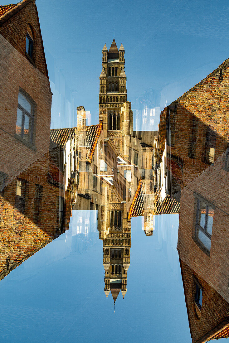 Double exposure of the St Salvator Cathedral in Bruges, Belgium.