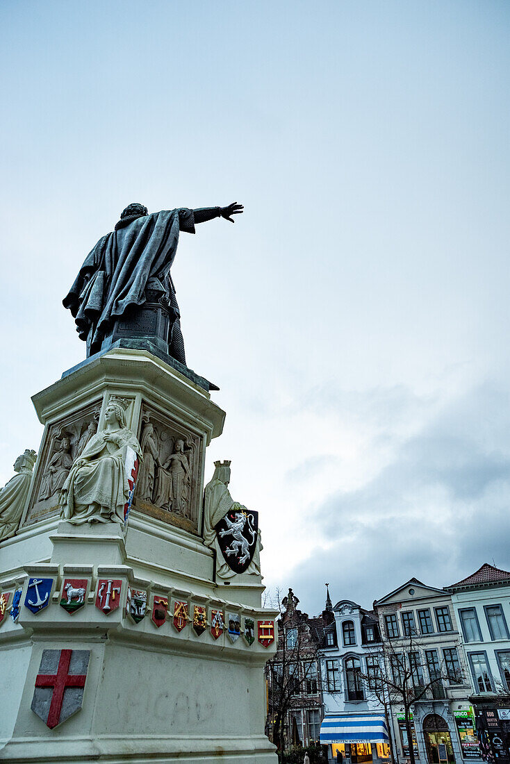The statue of Jacob Van Atrevelde on the vrijdagsmarkt in Ghent, Belgium.