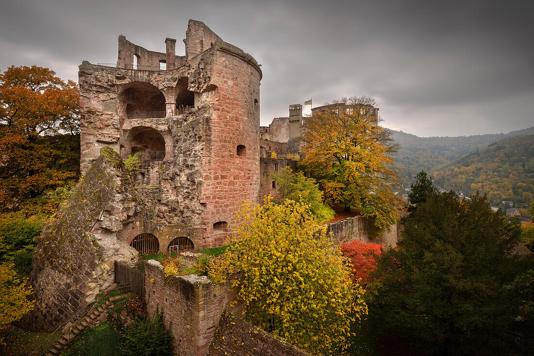 "Krautturm" der Ruine Heidelberger Schloss, Heidelberg, Baden-Württemberg, Deutschland, Europa