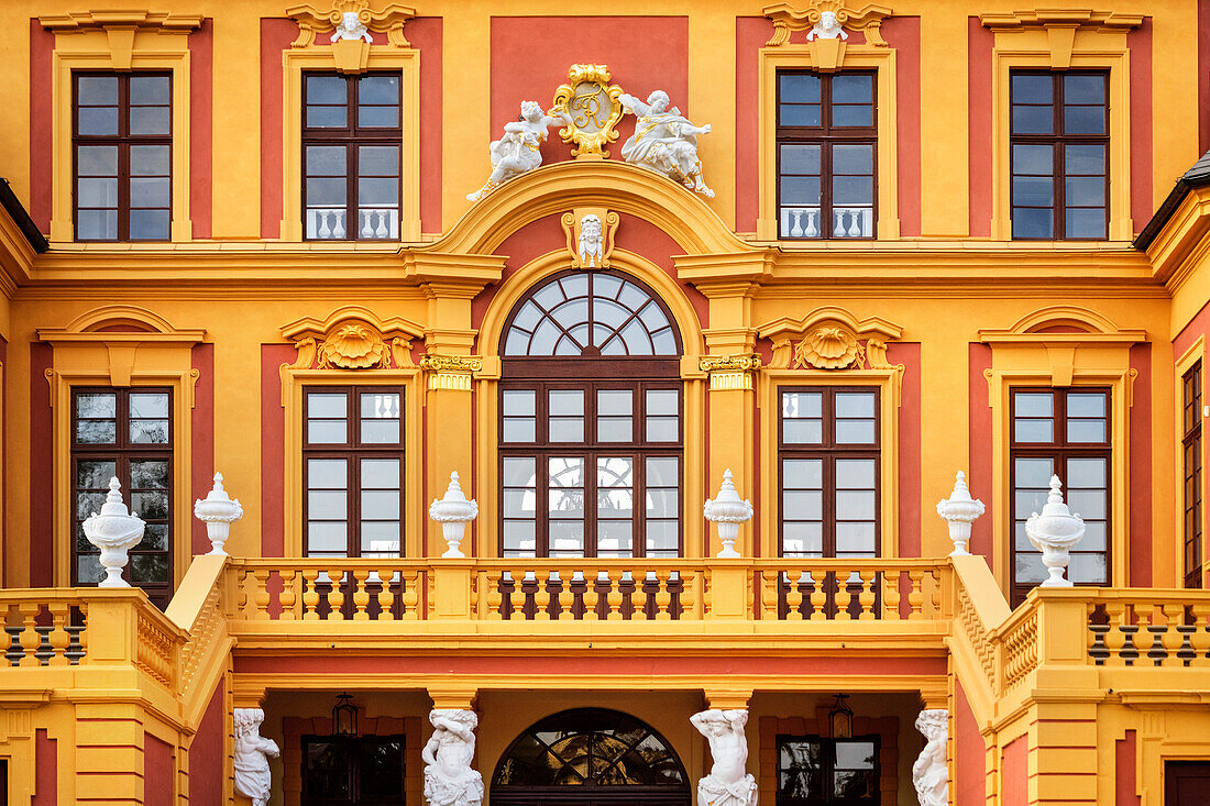 Facade detail at the Favorite hunting and pleasure palace in Ludwigsburg, Baden-Wuerttemberg, Germany, Europe