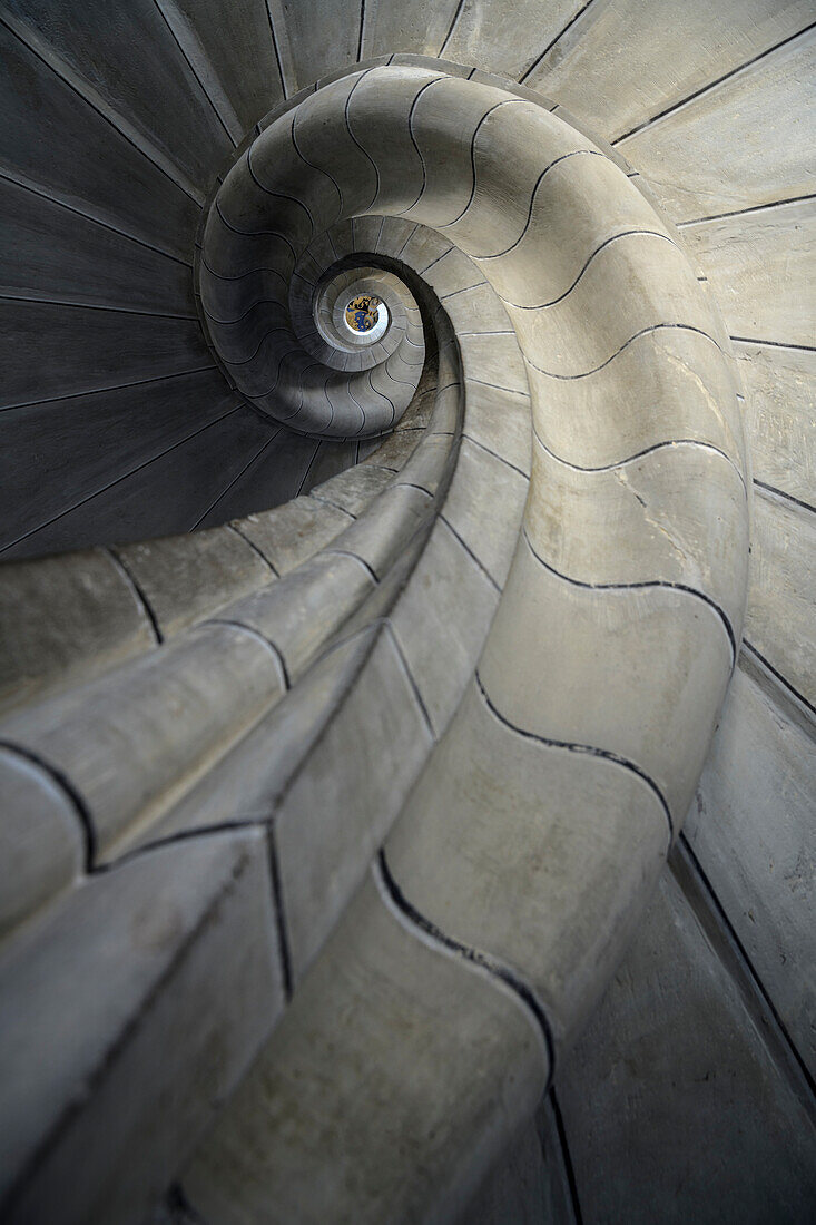 Spiral staircase in Weikersheim Castle, Taubertal, Main-Tauber district, Baden-Wuerttemberg, Germany, Europe
