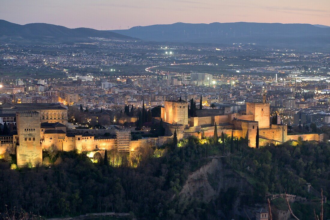 Blick vom Sacro Monte auf die Alhambra, Granada, Andalusien, Spanien