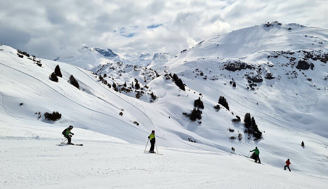 in Lech am Arlberg ski area, winter in Vorarlberg, Austria