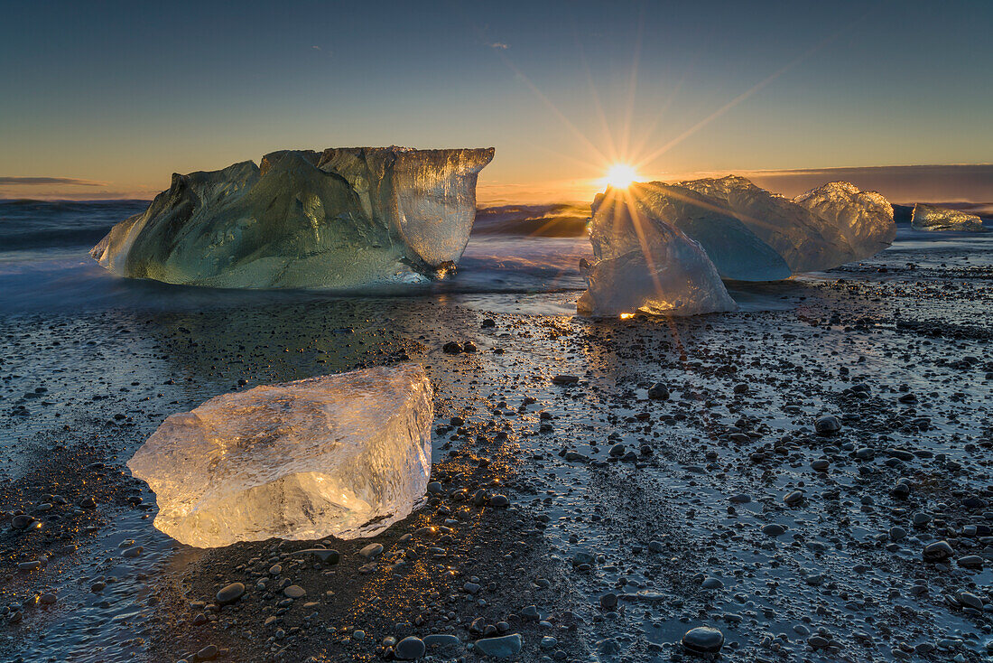 Ice formations on the south coast of Iceland, Iceland.