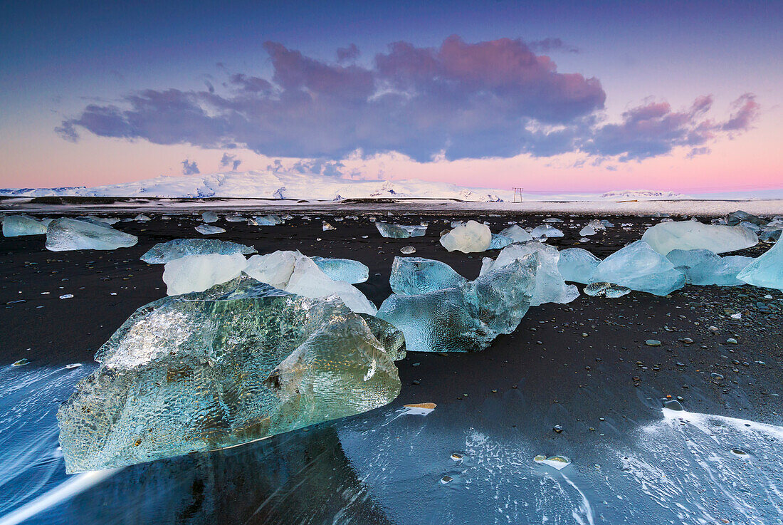 Ice formations on the south coast of Iceland, Iceland.