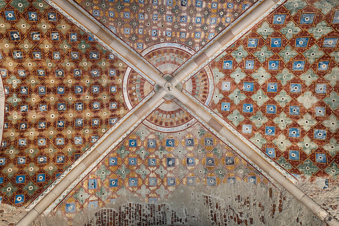 Ceiling in the courtroom, Rocca di Angera, Angera, Lake Maggiore, Varese District, Lombardy, Italy, Europe