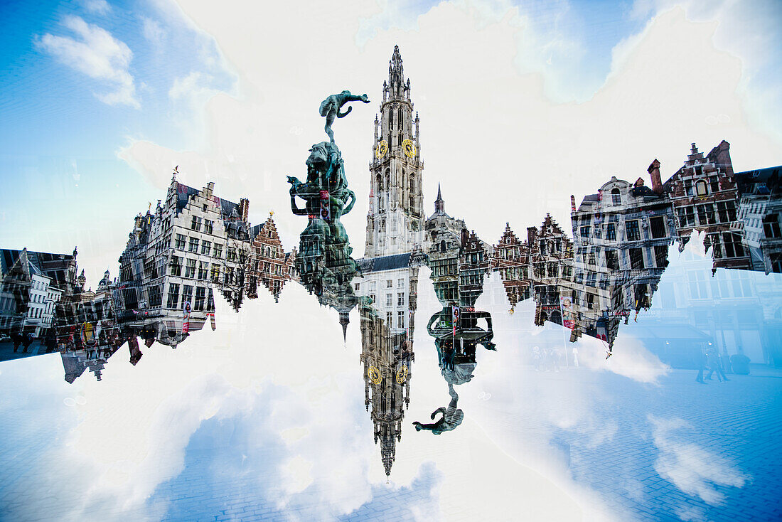 Statue of Brabo throwing Antigoon's hand in the Schelde as per the origin of the name Antwerp,