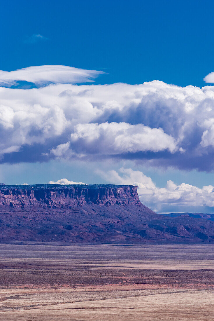 Das Vermillion Cliffs National Monument am Horizont der Wüste von Arizona.