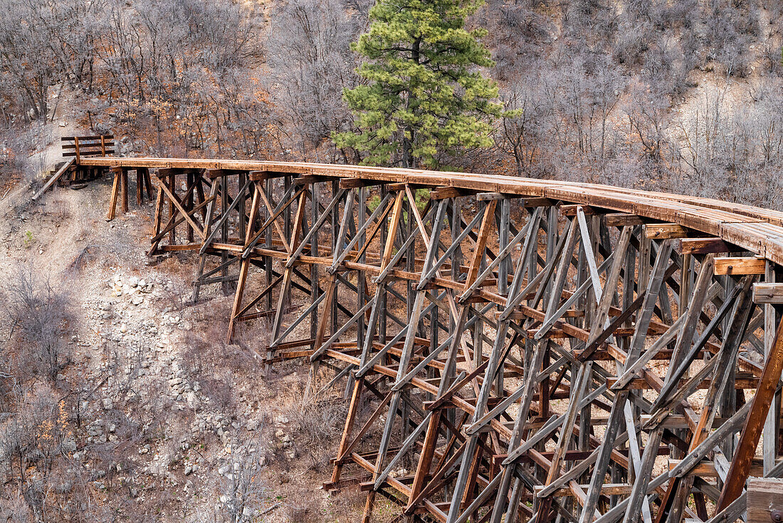 Ein alter Eisenbahnbock in Cloudcroft, New Mexico, USA