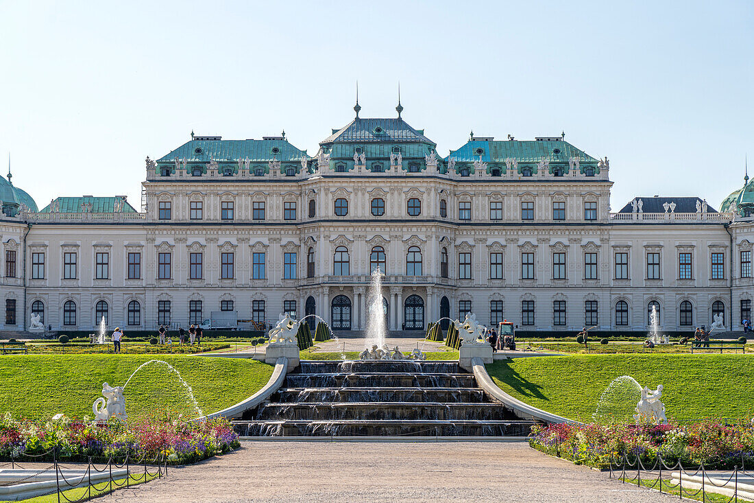 Schlossgarten and the Upper Belvedere Palace in Vienna, Austria, Europe