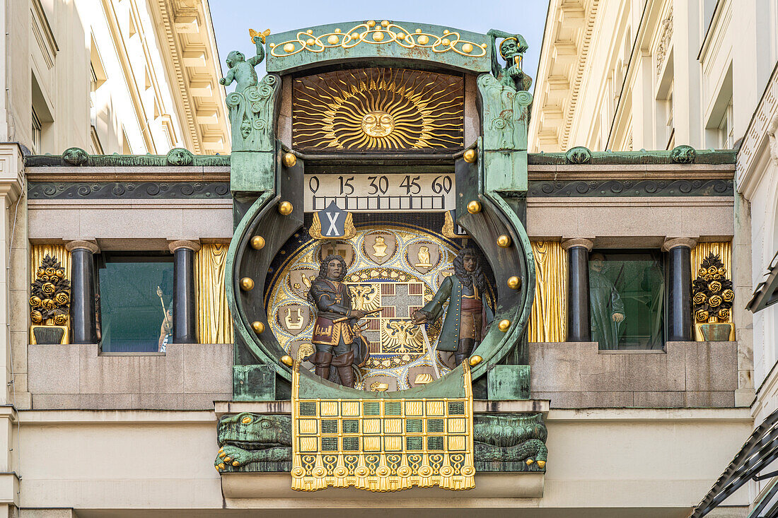 Art Nouveau music box Ankeruhr, Vienna, Austria, Europe