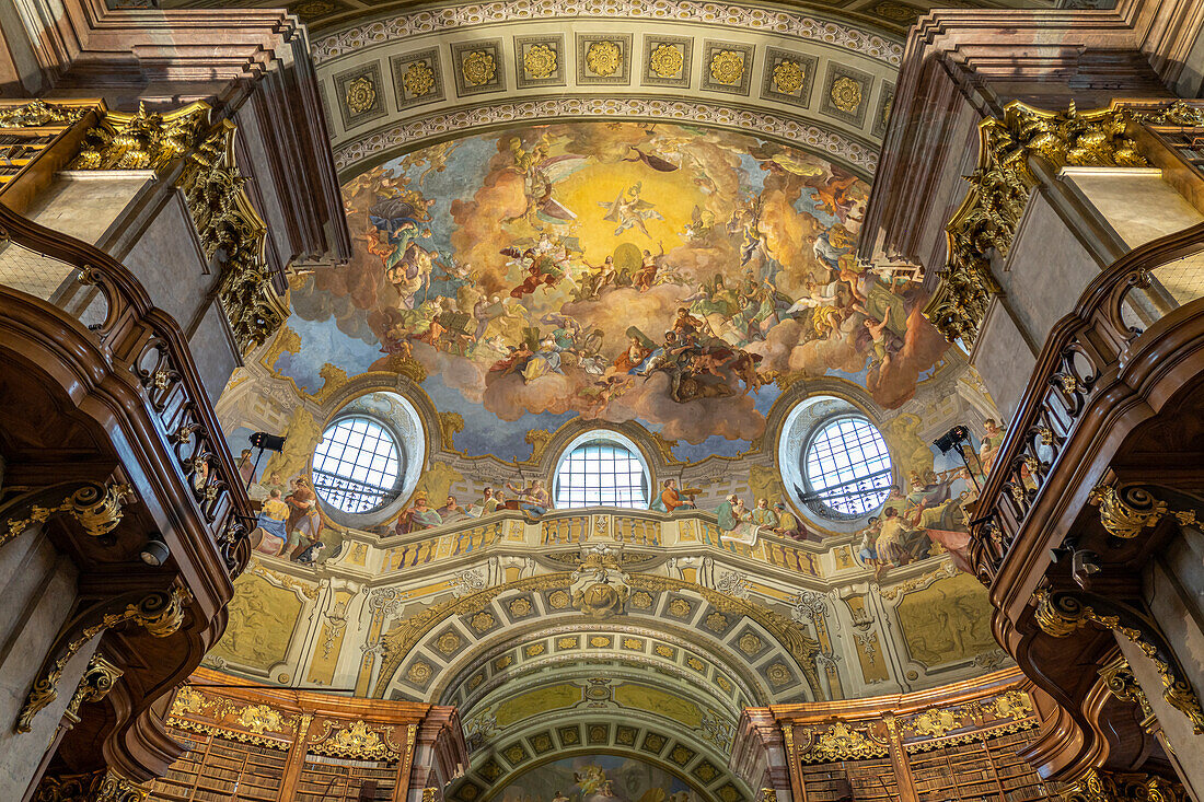 Ceiling frescoes in the State Hall of the Austrian National Library in Vienna, Austria, Europe