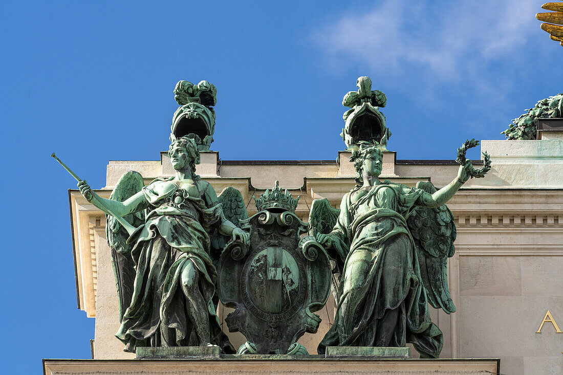 Angel statues on the ledge of the Neue Burg in Vienna, Austria, Europe