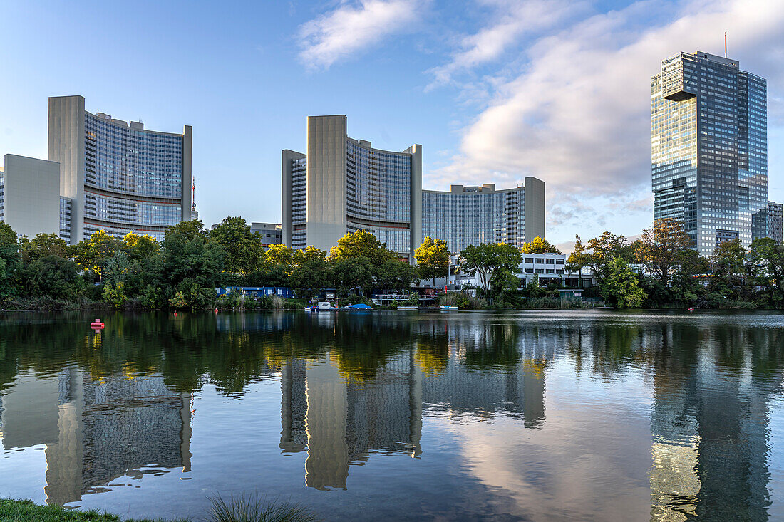 Kaiserwasser, UNO City and IZD Tower in Vienna, Austria, Europe