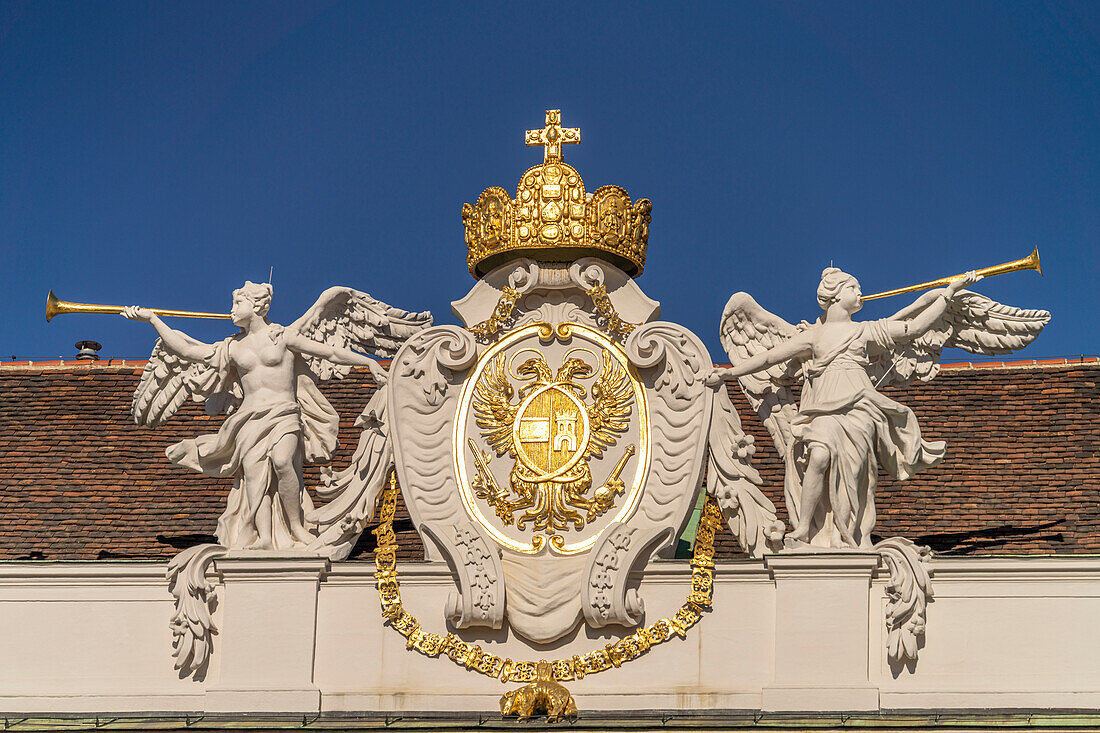 Coat of arms at the Imperial Chancellery Wing of the Hofburg in Vienna, Austria, Europe |