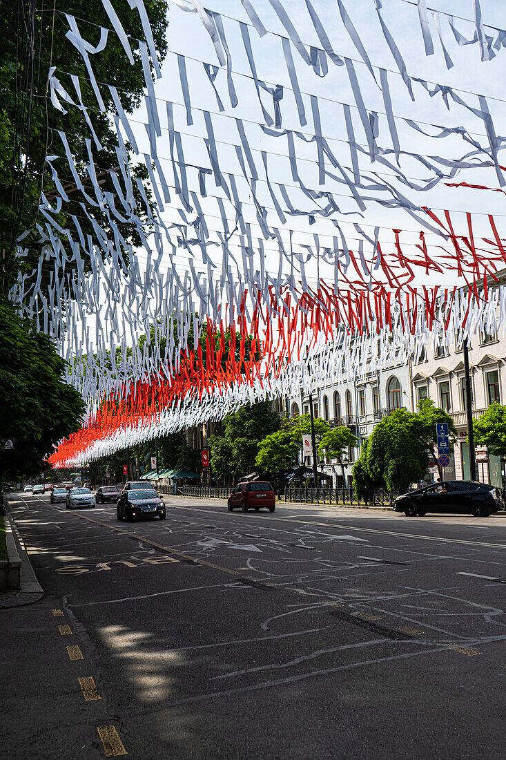 Decoration of Rustaveli avenue in Tbilisi for Independence Day celebration on 26 of May 2023