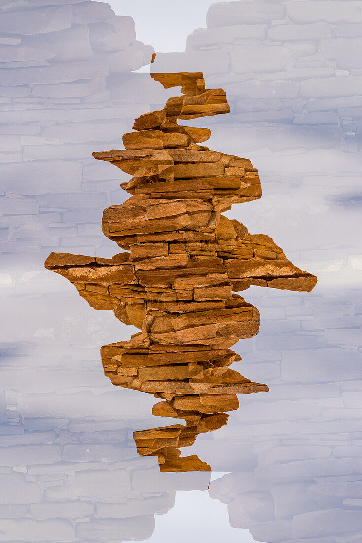 Double exposure of architectural ruins in Pueblo Bonito , the largest and best-known great house in Chaco Culture National Historical Park, northern New Mexico.