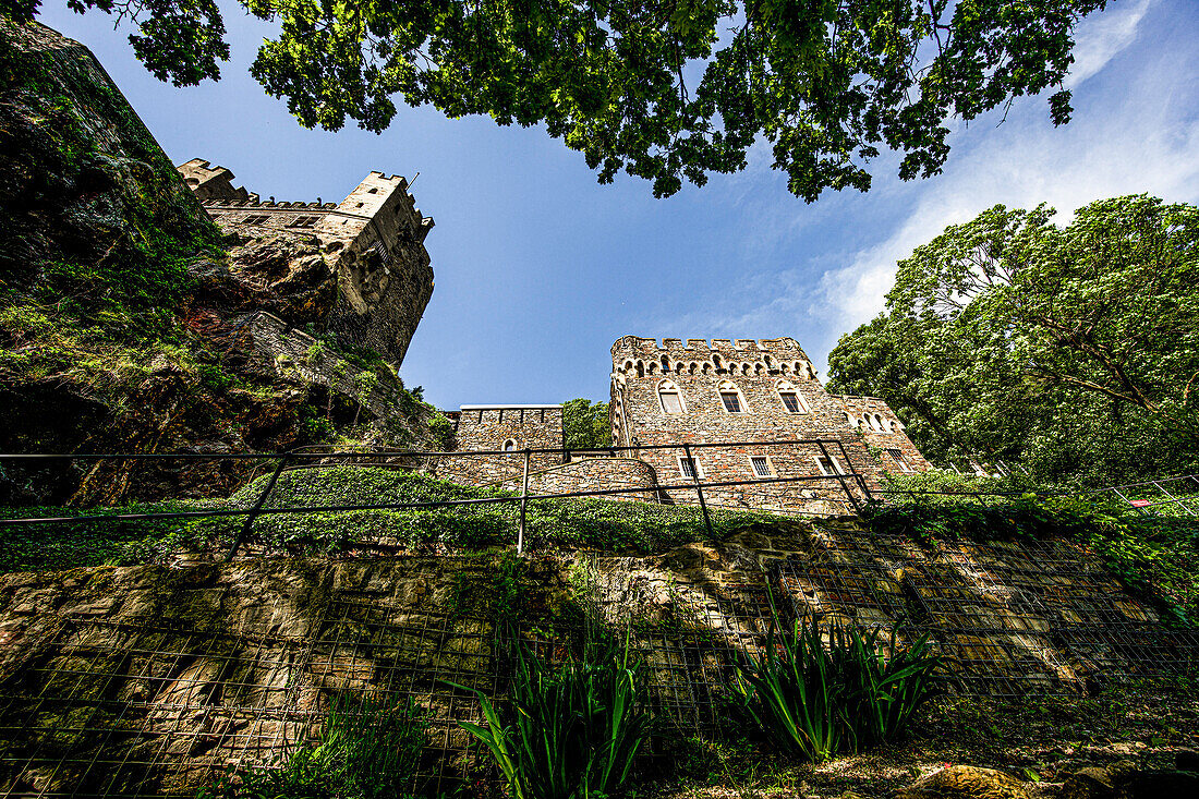 Stairway to Rheinstein Castle, Trechtingshausen, Upper Middle Rhine Valley, Rhineland-Palatinate, Germany