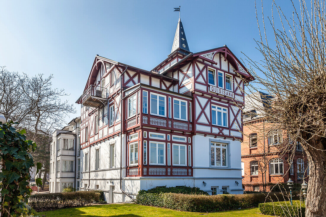 Historic half-timbered villa on the waterfront in Binz on Ruegen, Mecklenburg-Western Pomerania, Baltic Sea, North Germany, Germany