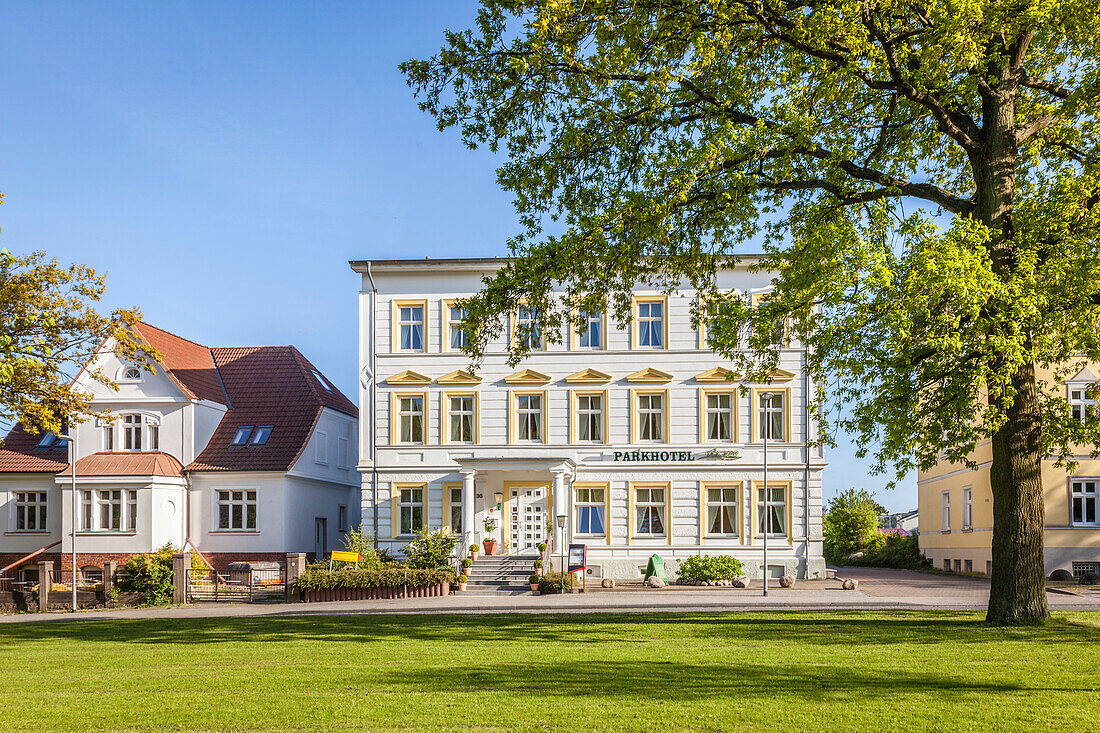 Historic Parkhotel in Sassnitz on Ruegen, Mecklenburg-West Pomerania, Baltic Sea, Northern Germany, Germany