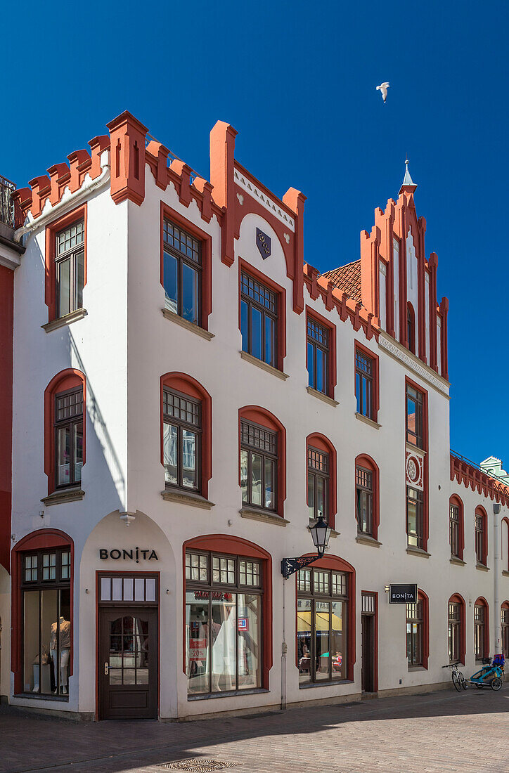 Historisches Handelshaus in der Altstadt von Wismar, Mecklenburg-Vorpommern, Ostsee, Norddeutschland, Deutschland