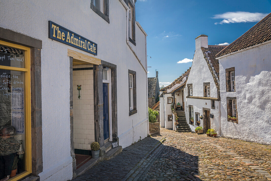 Lane with historic houses in the village of Culross, Fife, Scotland, UK