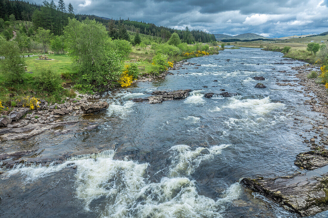 River Orchy at Bridge of Orchy looking north, Argyll and Bute, Scotland, UK