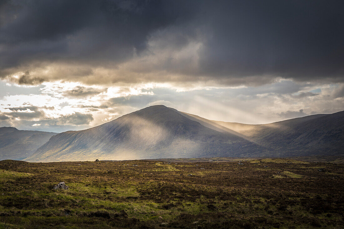 Last light over Rannoch Moor, Highlands, Scotland, UK