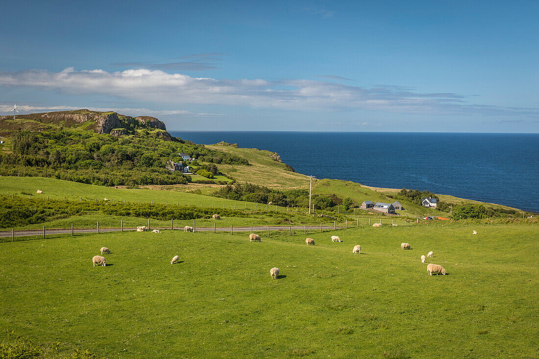 Coast to the north east of the Trotternish Peninsula, Isle of Skye, Highlands, Scotland, UK