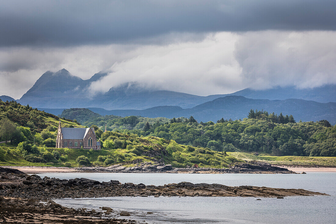 Kirche von Gairloch an der Strath Bay, Wester Ross, Highlands, Schottland, Großbritannien