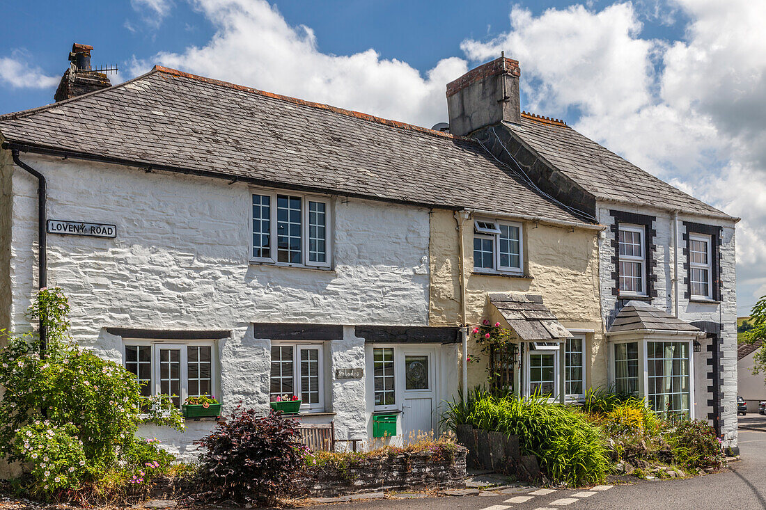 Alte Häuser im Dorf St Neots, Bodmin-Moor, Cornwall, England