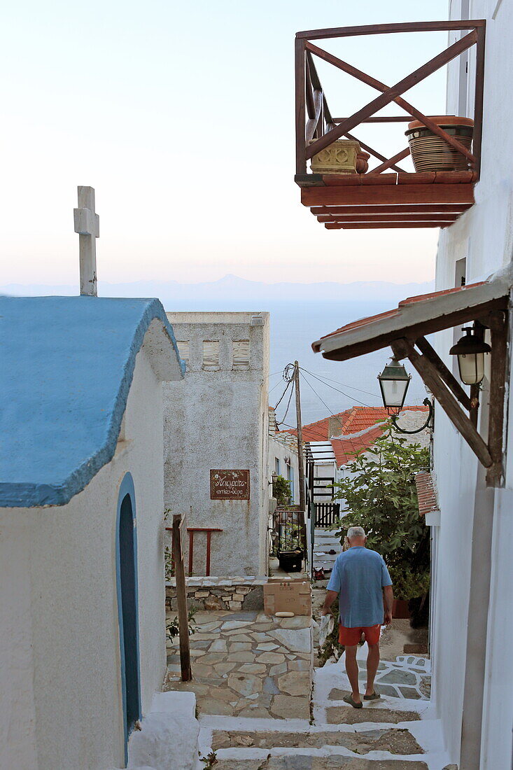 The village of Chora in the interior of Alonissos island, Northern Sporades, Greece