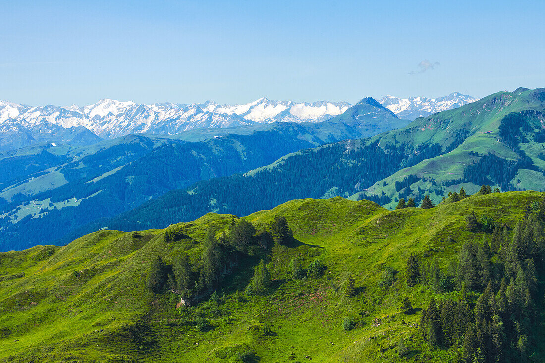 Österreich, Blick, vom Kitzbüheler Horn, auf die hohen Tauern