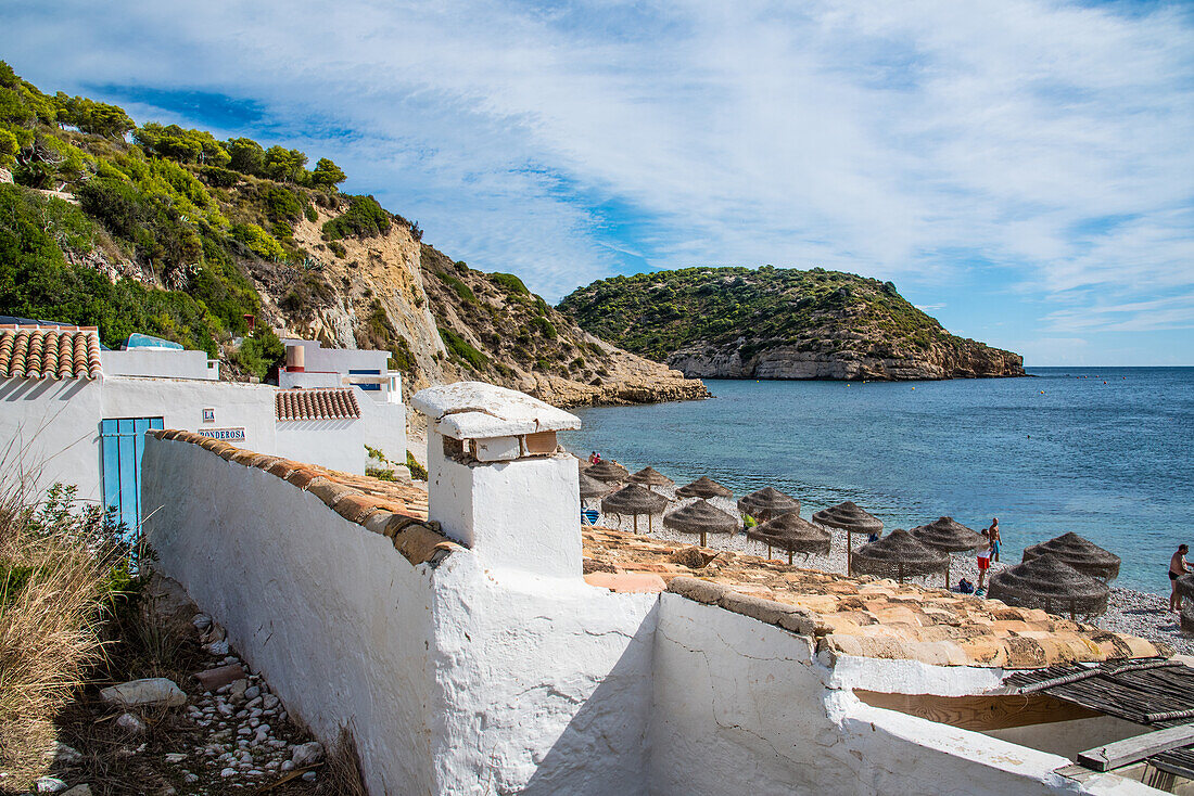 Badebucht La Baraca, bei der Insel Portixol, bei Javea (Xàbia), Costa Blanca, Spanien